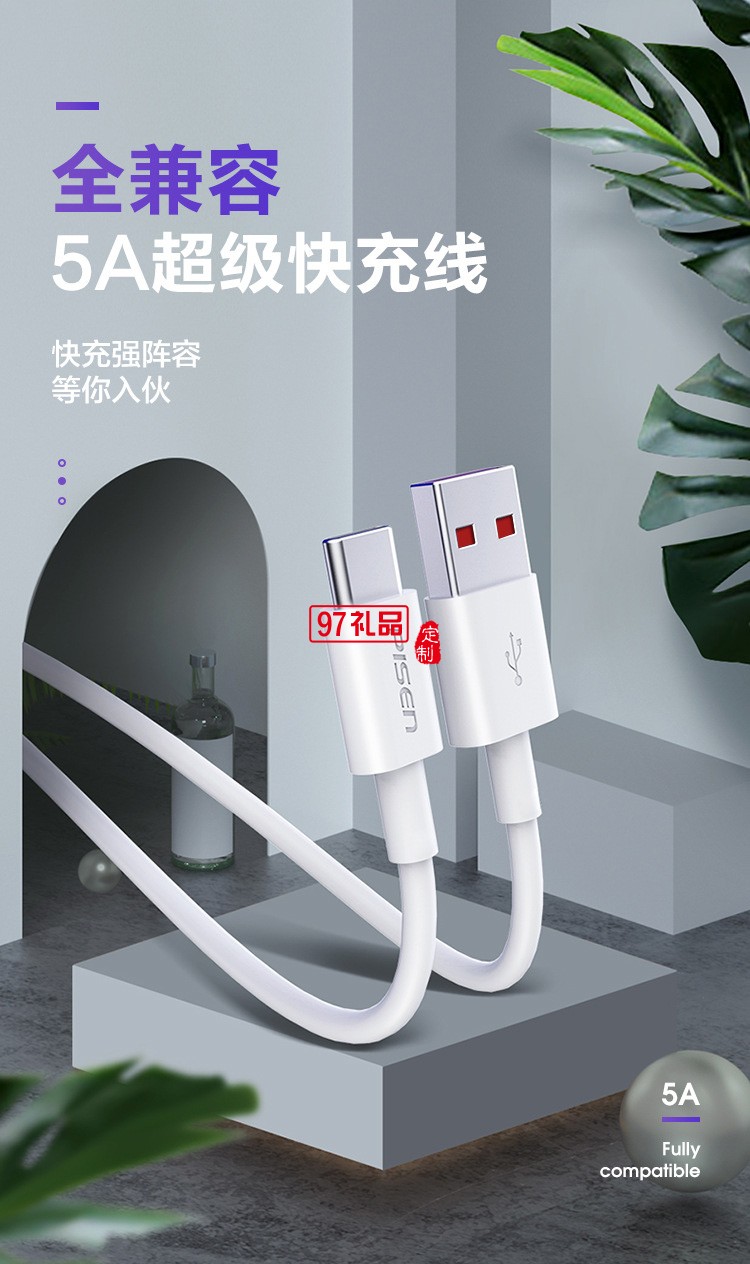 品勝type-c 5A快充數(shù)據線 適用QC VOOC閃充 小米華為安卓