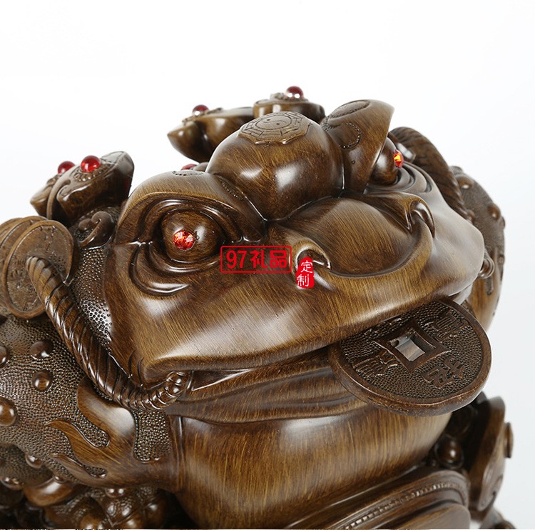 招財(cái)金蟾擺件仿木八方來(lái)財(cái)樹脂工藝品