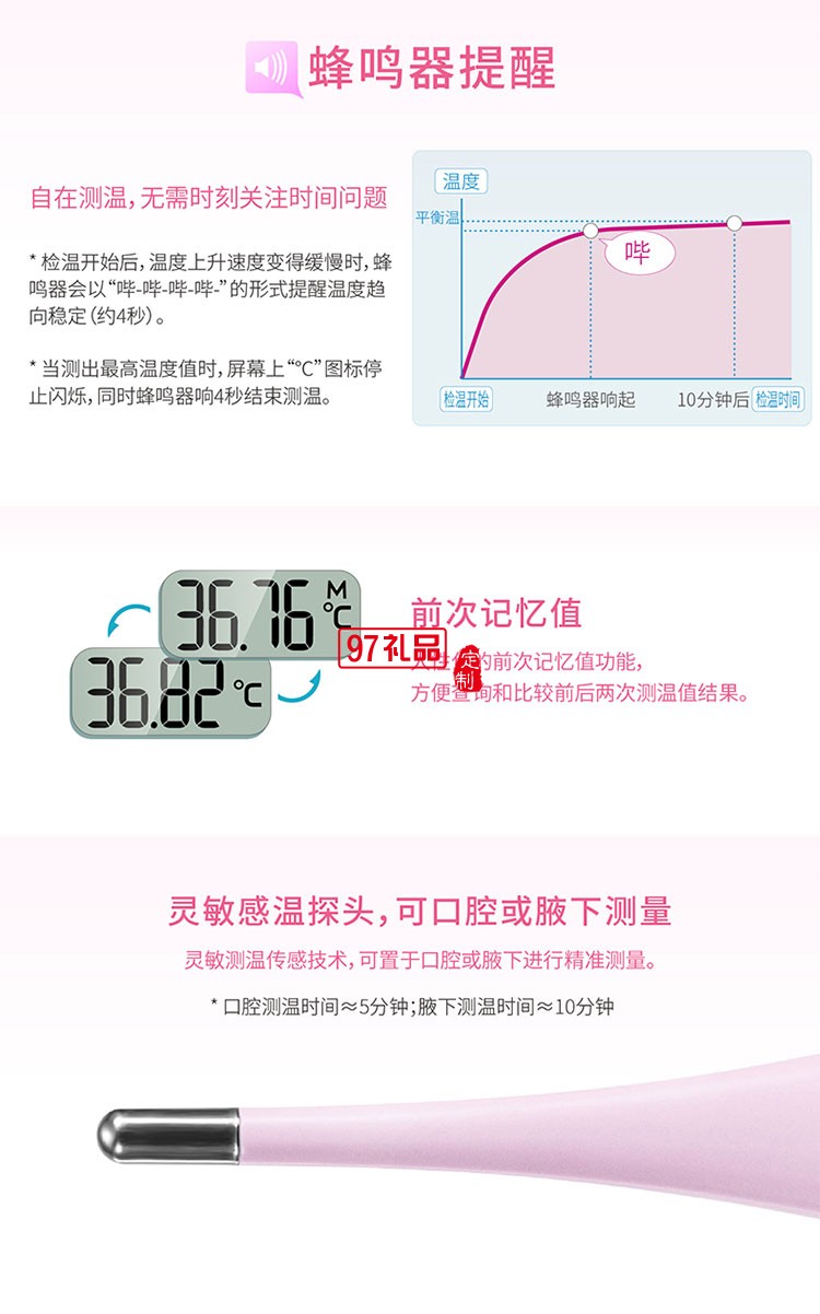 防水功能可用清水清洗女性專(zhuān)用電子體溫計(jì)